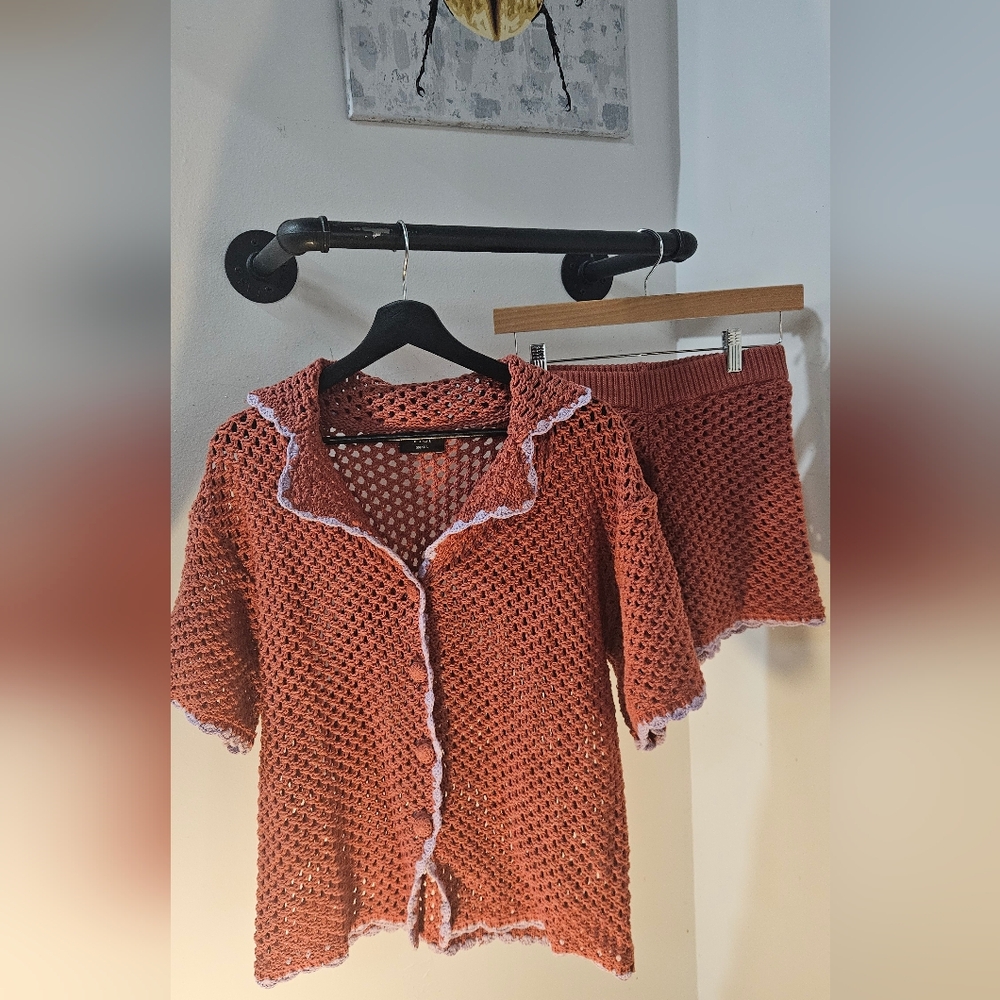 Vici Terracotta Crochet Knit Set